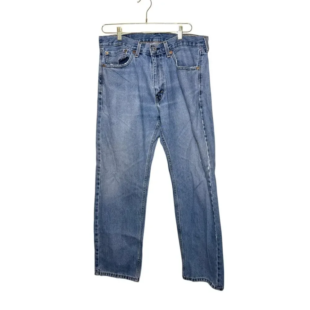 Levi's 505 Mens W36 L30 Straight Fit Blue Denim Jeans Light‎ Wash